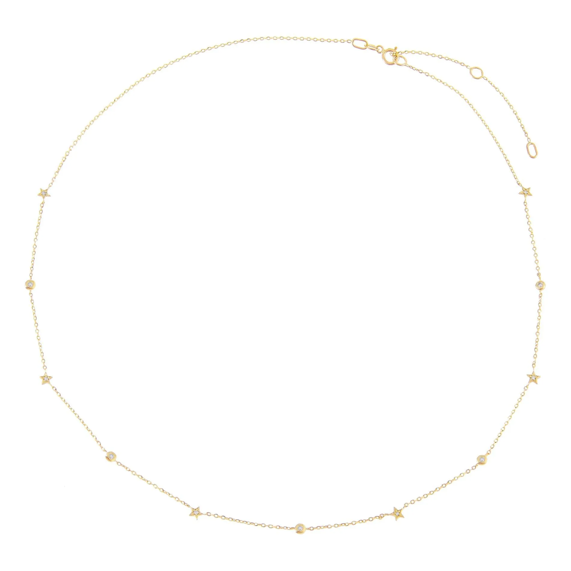 Dainty CZ Star X Bezel Necklace 14K