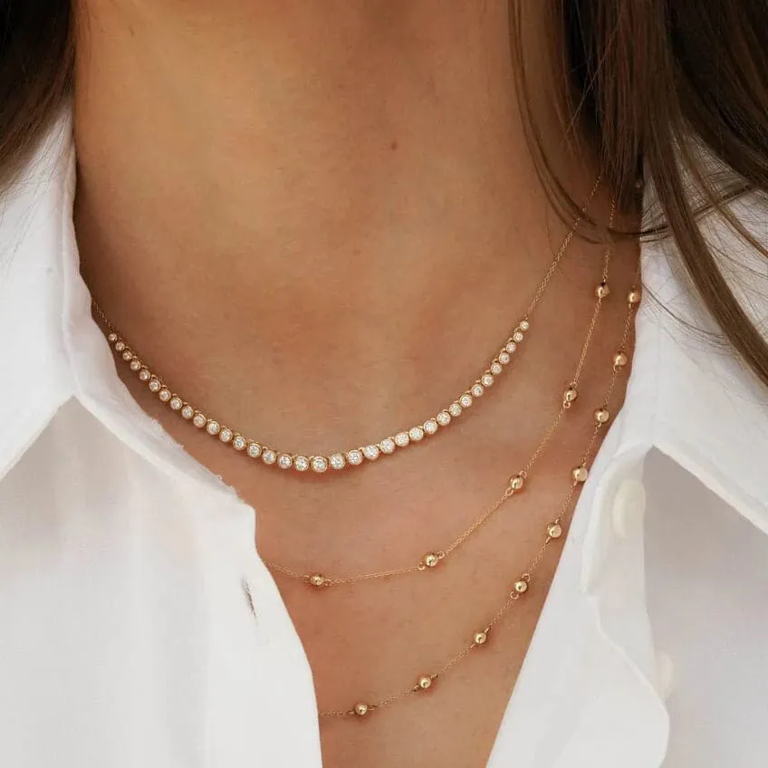 Dana Rebecca Lulu Jack 14k White Gold Graduating Bezel Diamond Tennis Necklace