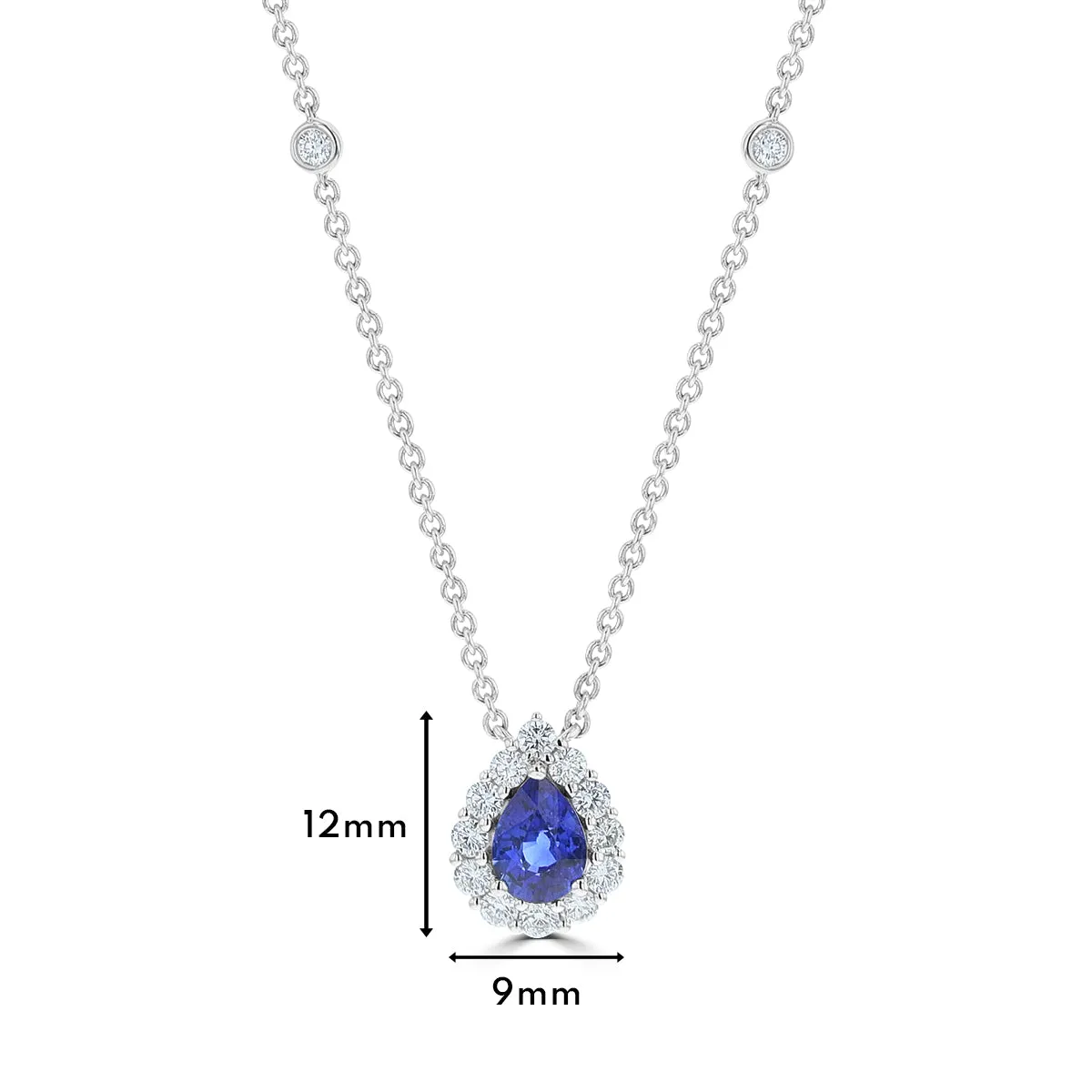 Diamond & Sapphire Pear Shaped Pendant