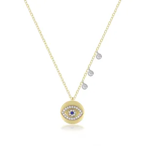 Diamond and Blue Sapphire Evil Eye Necklace