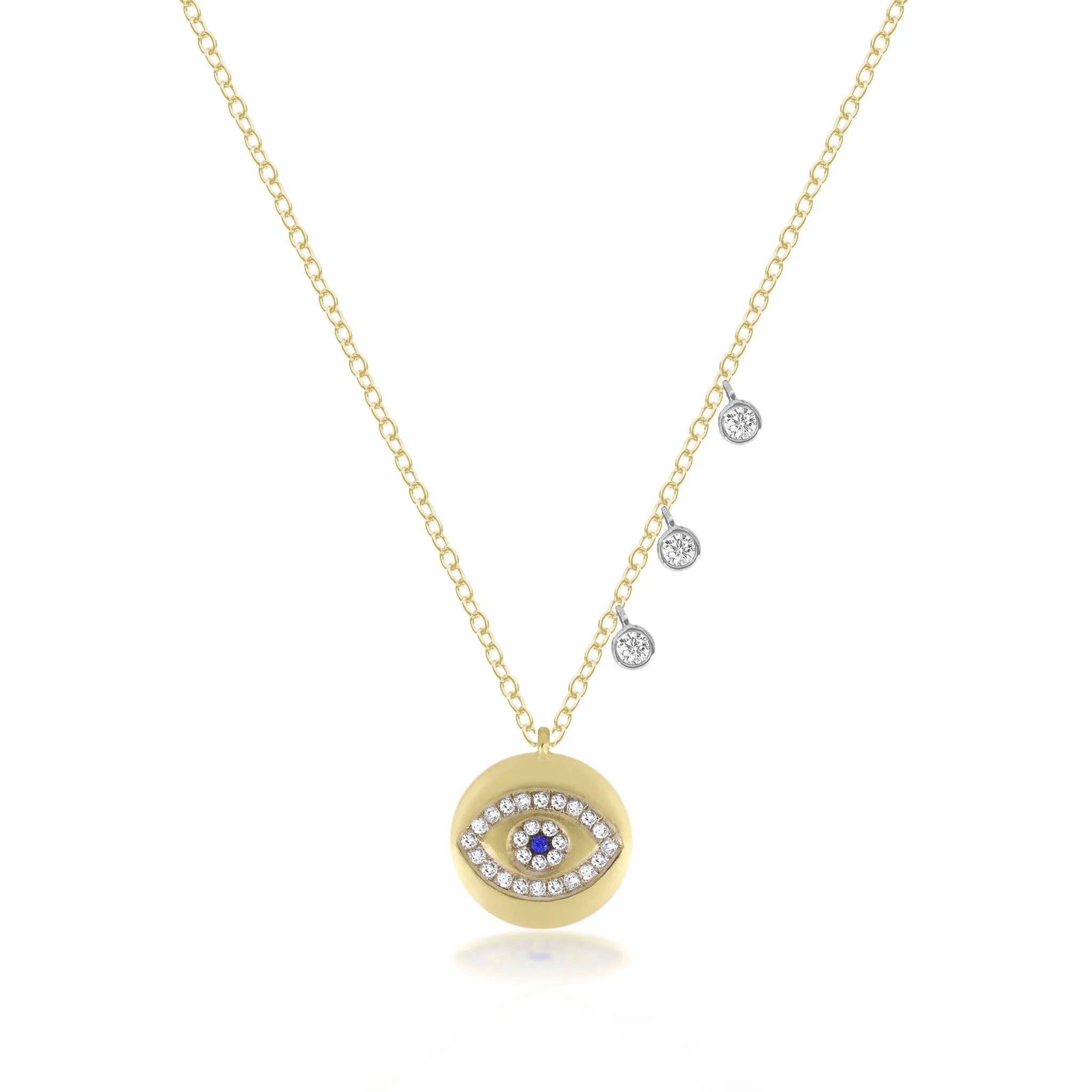 Diamond and Blue Sapphire Evil Eye Necklace