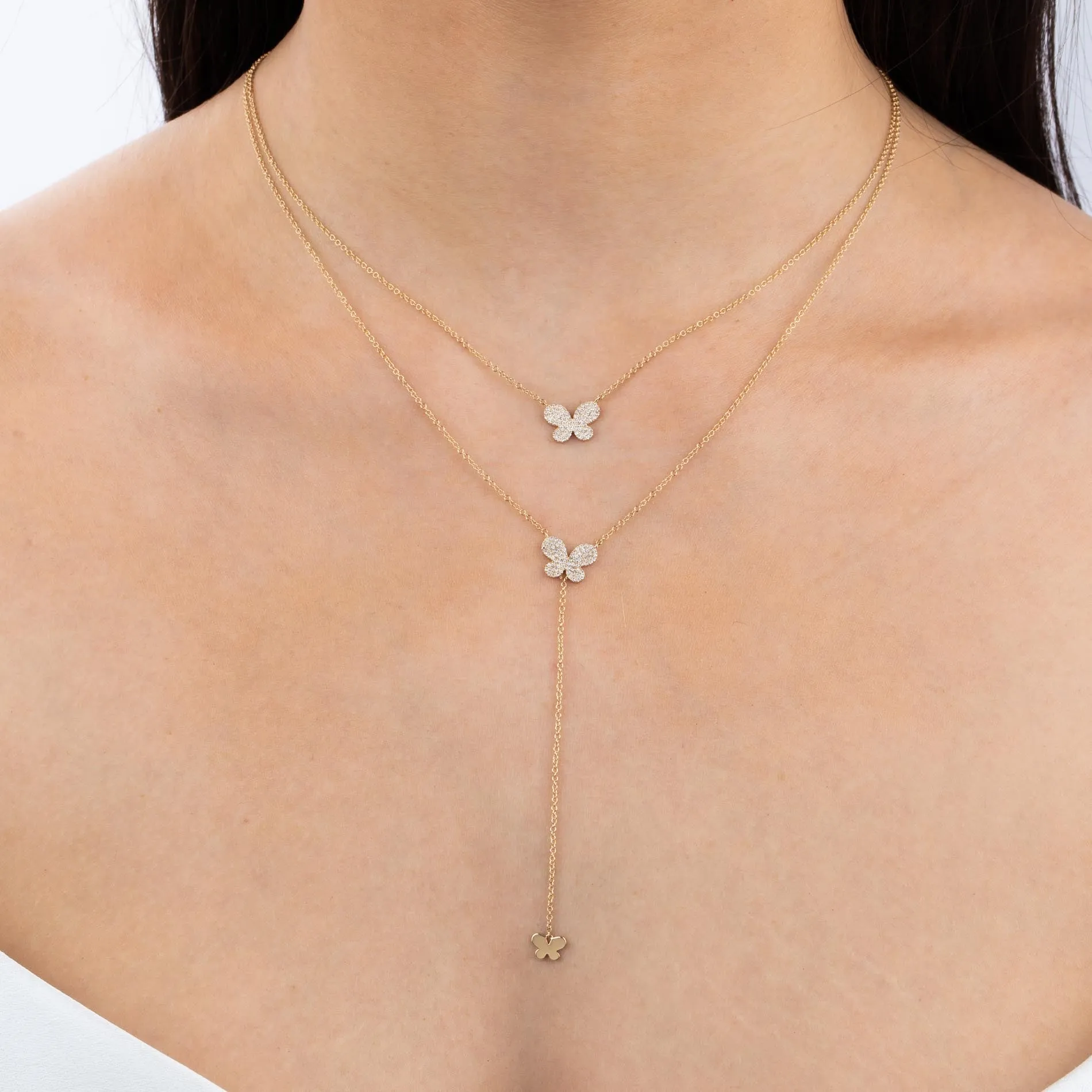 Diamond Butterfly Lariat 14K