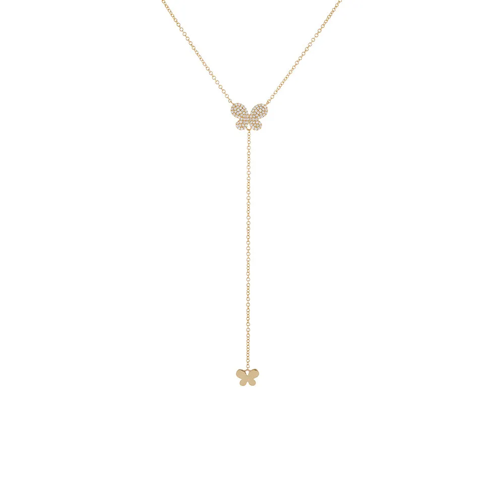Diamond Butterfly Lariat 14K