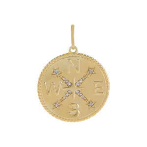 Diamond Compass Charm 14K