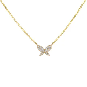 Diamond Dainty Butterfly Necklace 14K