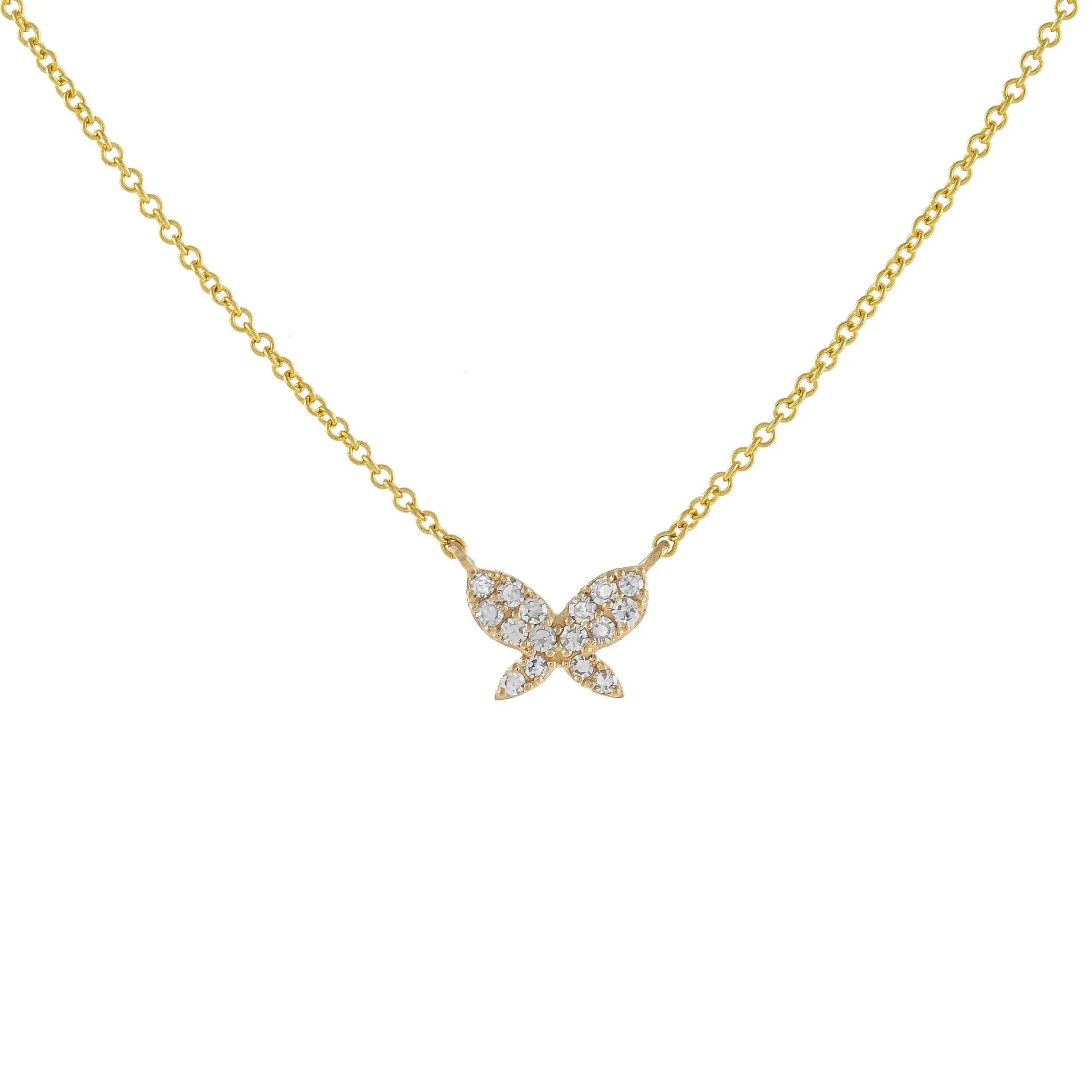 Diamond Dainty Butterfly Necklace 14K