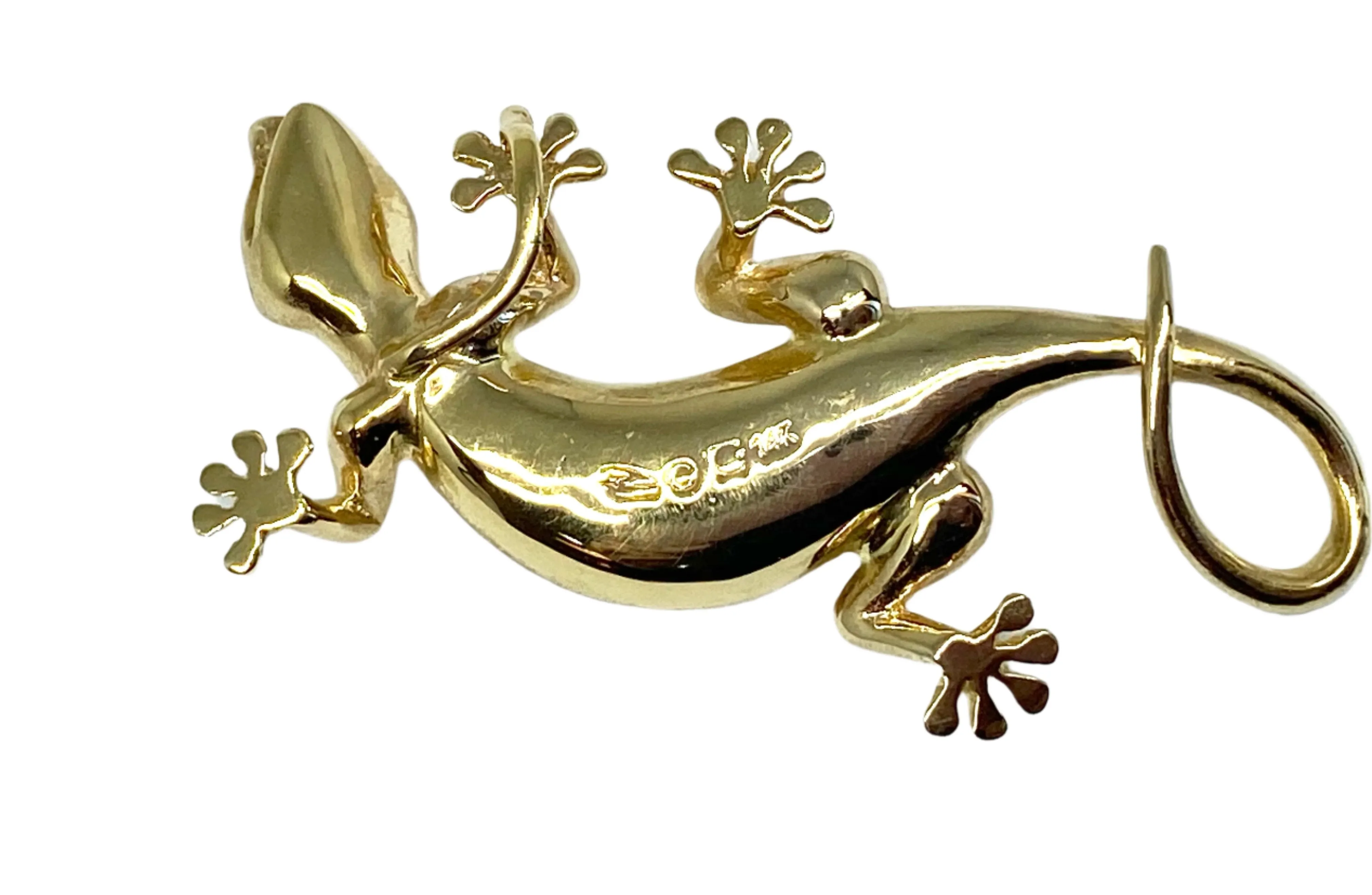 Diamond Gecko Pendant/Enhancer in 14k Yellow Gold by Denny Wong