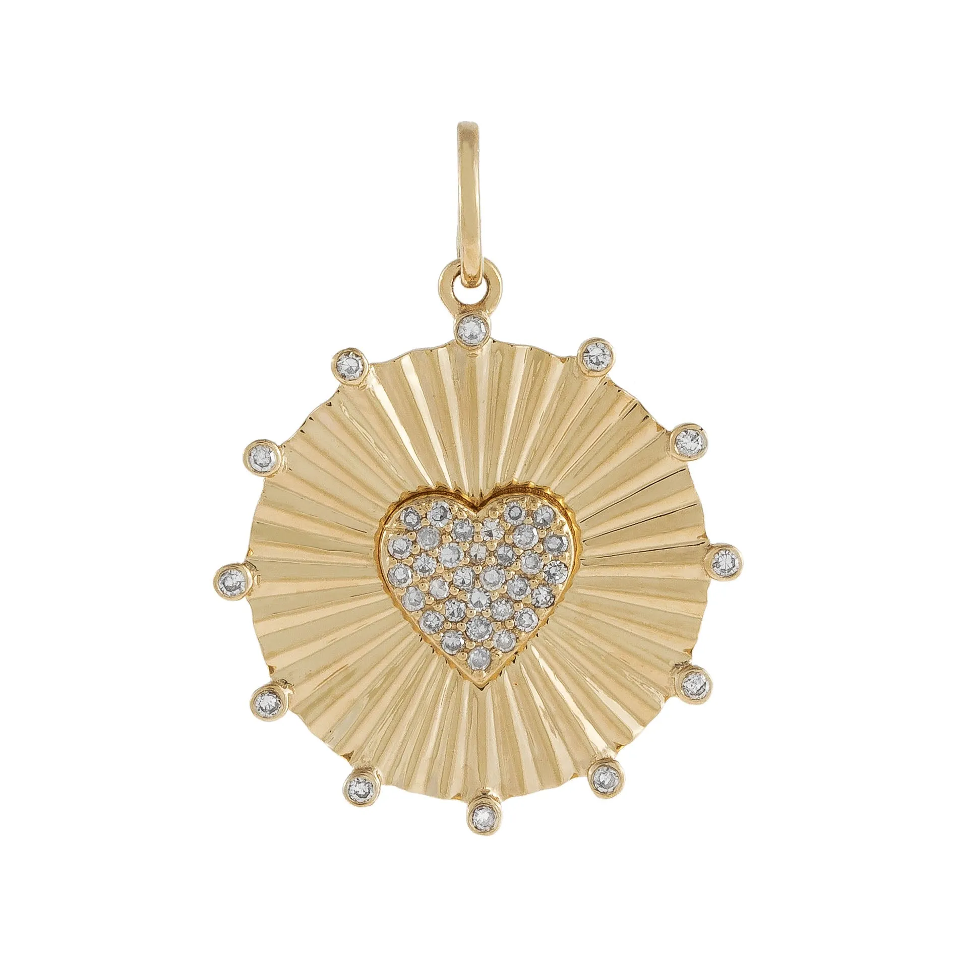 Diamond Heart Coin Charm 14K