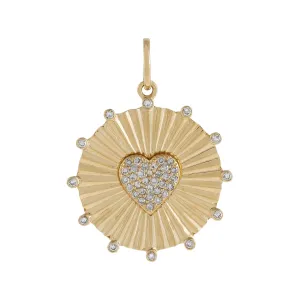 Diamond Heart Coin Charm 14K
