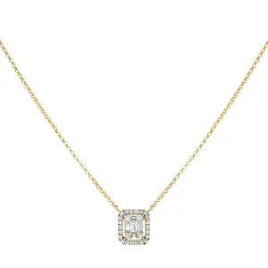 Diamond Illusion Baguette Pendant Necklace 14K