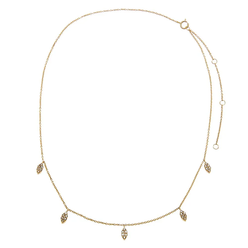 Diamond Pave Dangling Marquise Shaker Necklace 14K