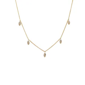 Diamond Pave Dangling Marquise Shaker Necklace 14K