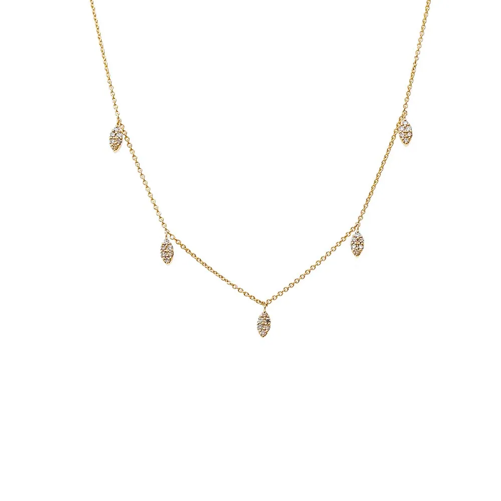 Diamond Pave Dangling Marquise Shaker Necklace 14K