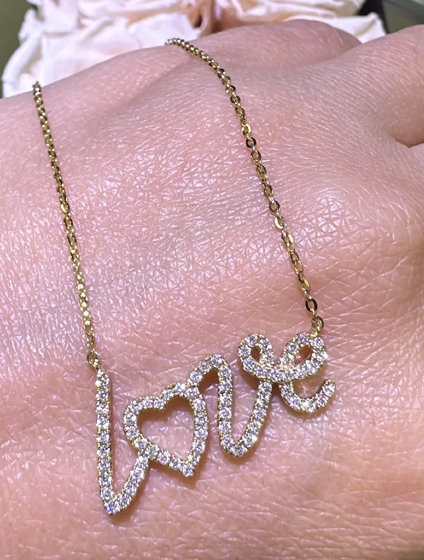 Diamond "LOVE" Pendant Chain Necklace