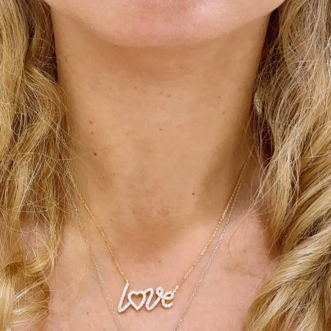 Diamond "LOVE" Pendant Chain Necklace