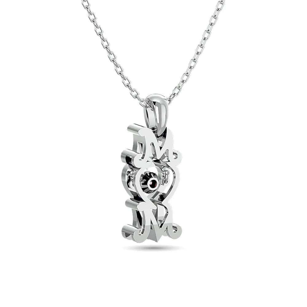 Diamond Shimmering Mom Pendant Sterling Silver