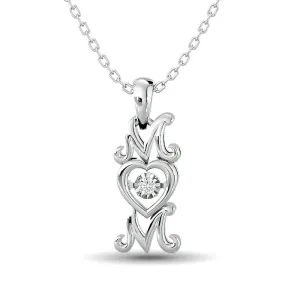 Diamond Shimmering Mom Pendant Sterling Silver