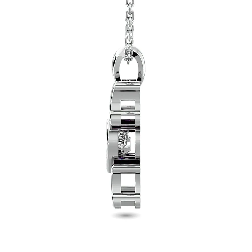 Diamond Shimmering Mom Pendant Sterling Silver