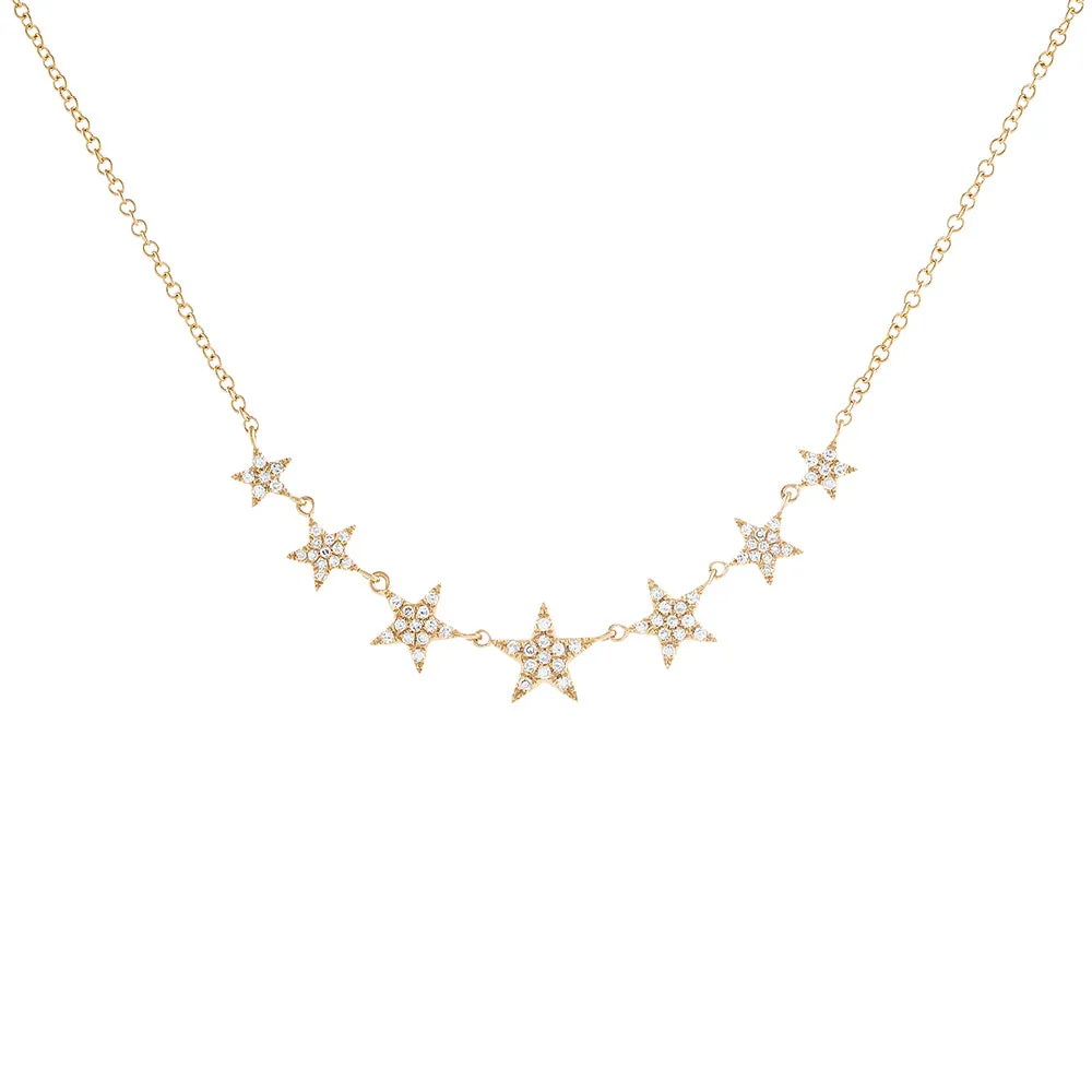 Diamond Stars Necklace 14K