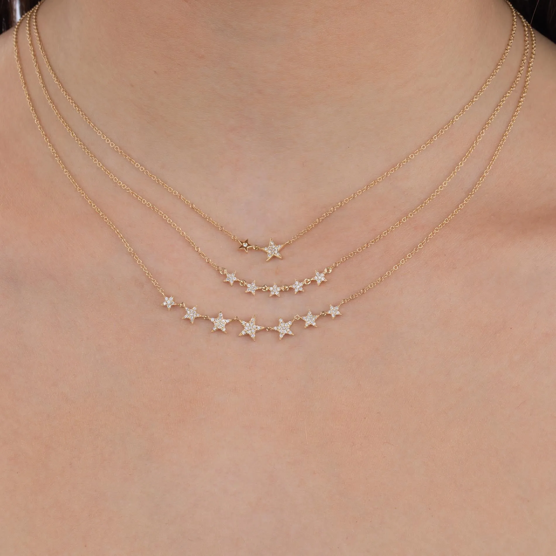 Diamond Stars Necklace 14K
