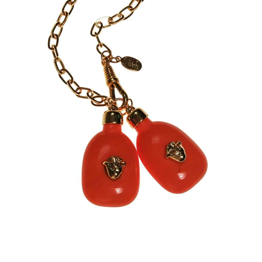Diane von Furstenberg Coral Lucite and Gold Chain Lariat