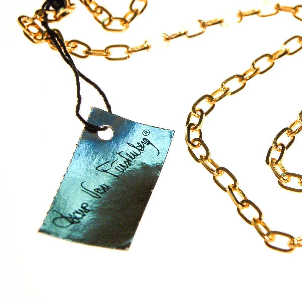 Diane von Furstenberg Coral Lucite and Gold Chain Lariat