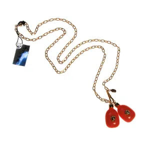 Diane von Furstenberg Coral Lucite and Gold Chain Lariat