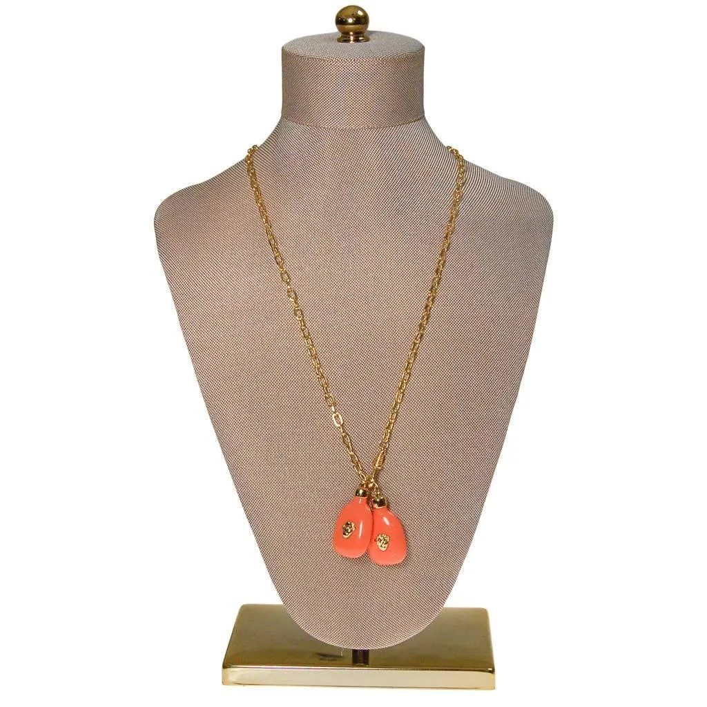 Diane von Furstenberg Coral Lucite and Gold Chain Lariat
