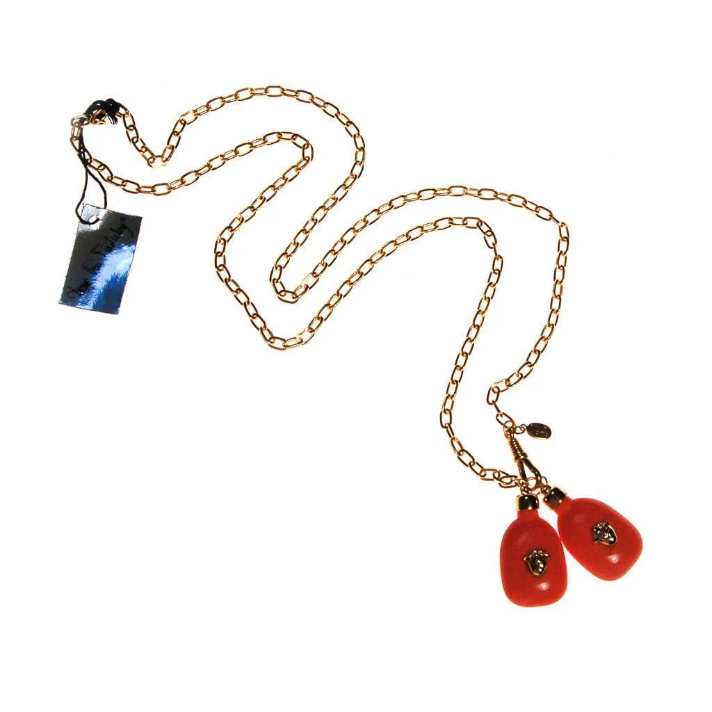 Diane von Furstenberg Coral Lucite and Gold Chain Lariat