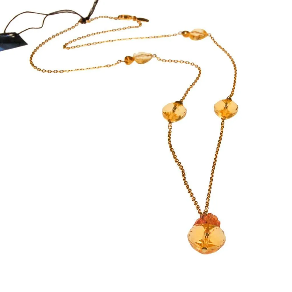 Diane von Furstenberg Golden Crystal Heart Necklace