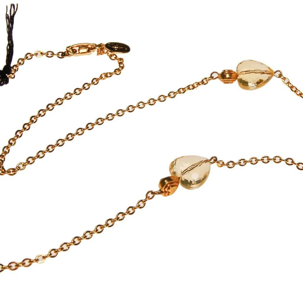 Diane von Furstenberg Golden Crystal Heart Necklace