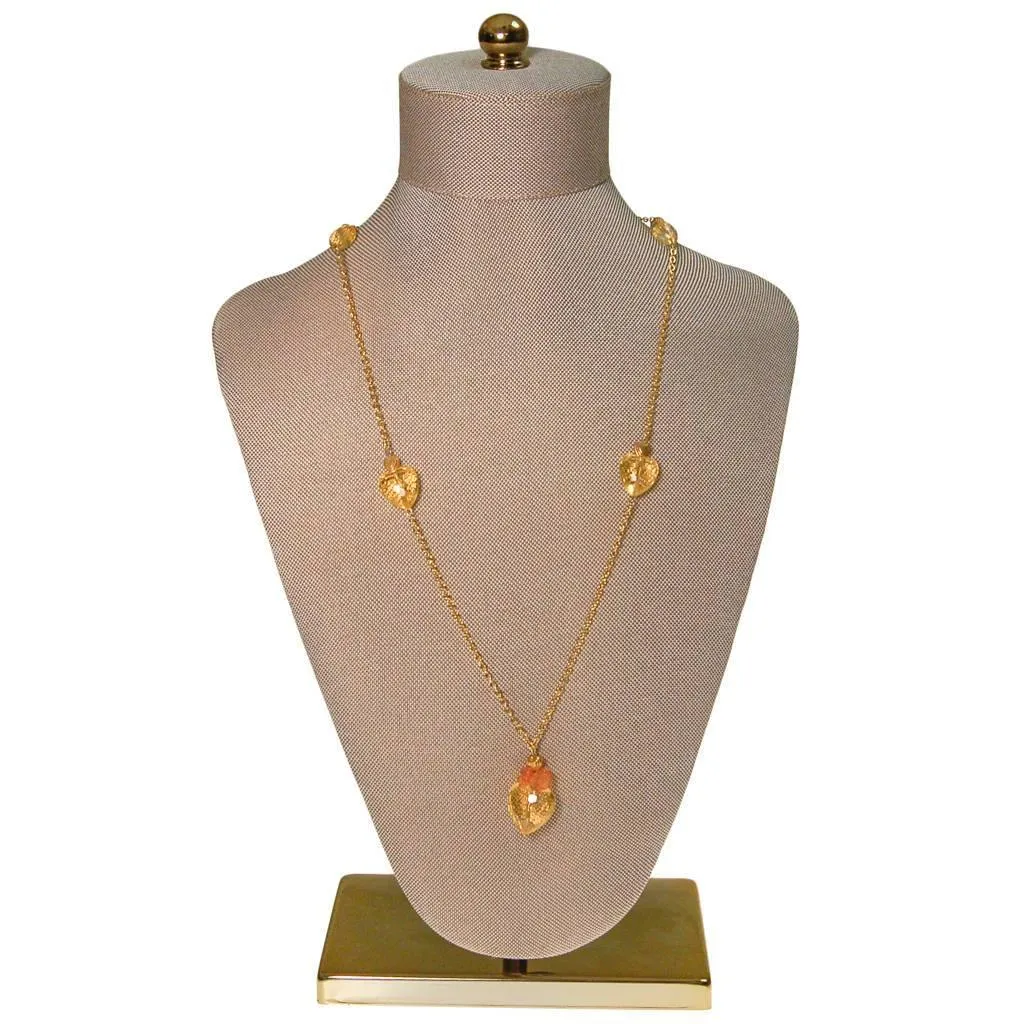 Diane von Furstenberg Golden Crystal Heart Necklace