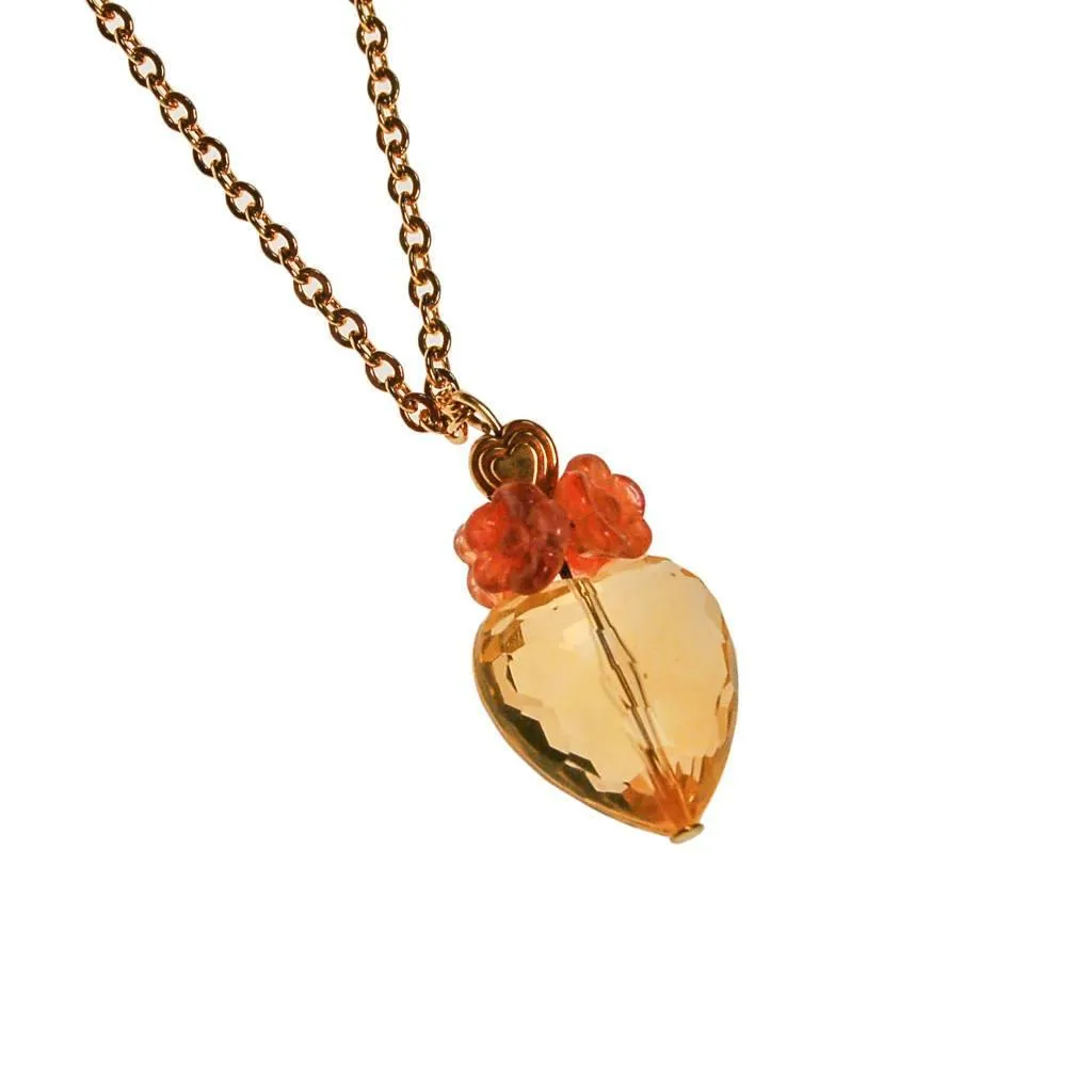 Diane von Furstenberg Golden Crystal Heart Necklace