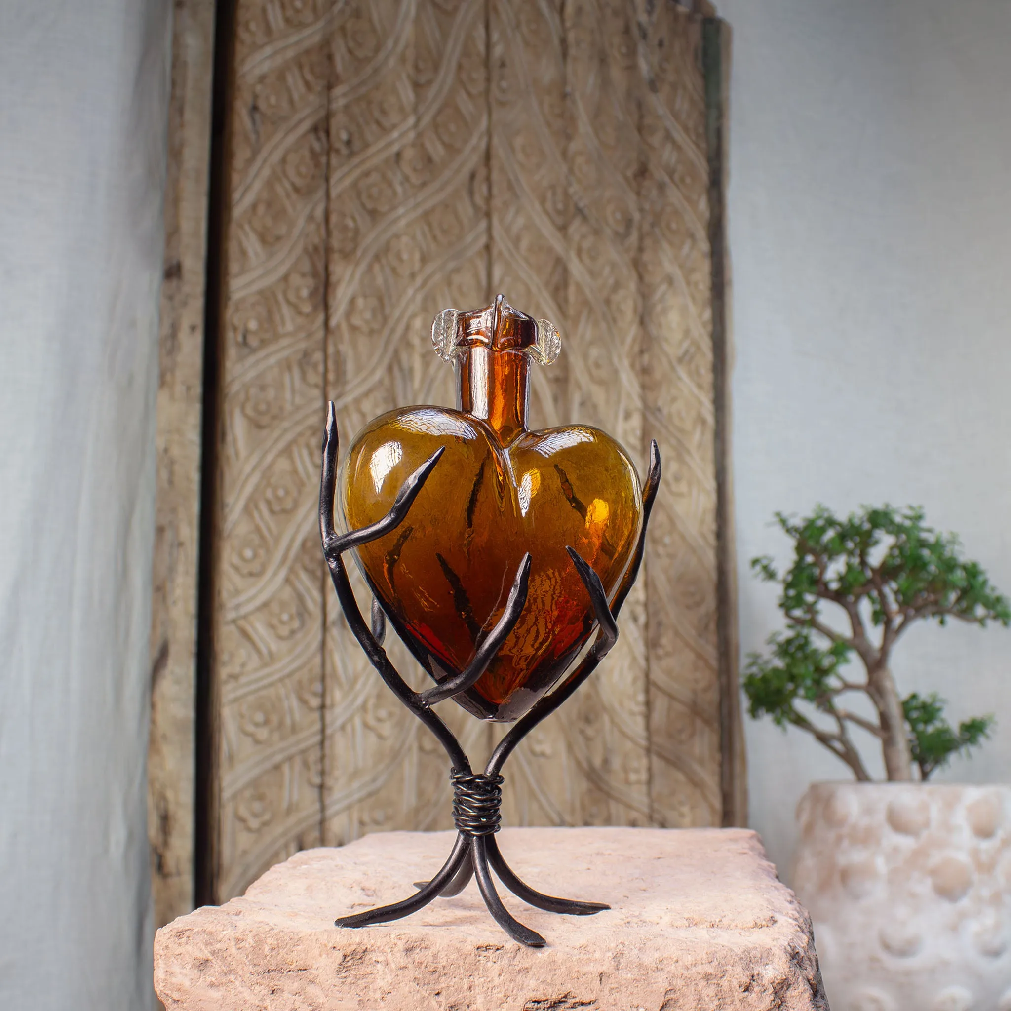 Divine Glass Hearts | Amber Glass