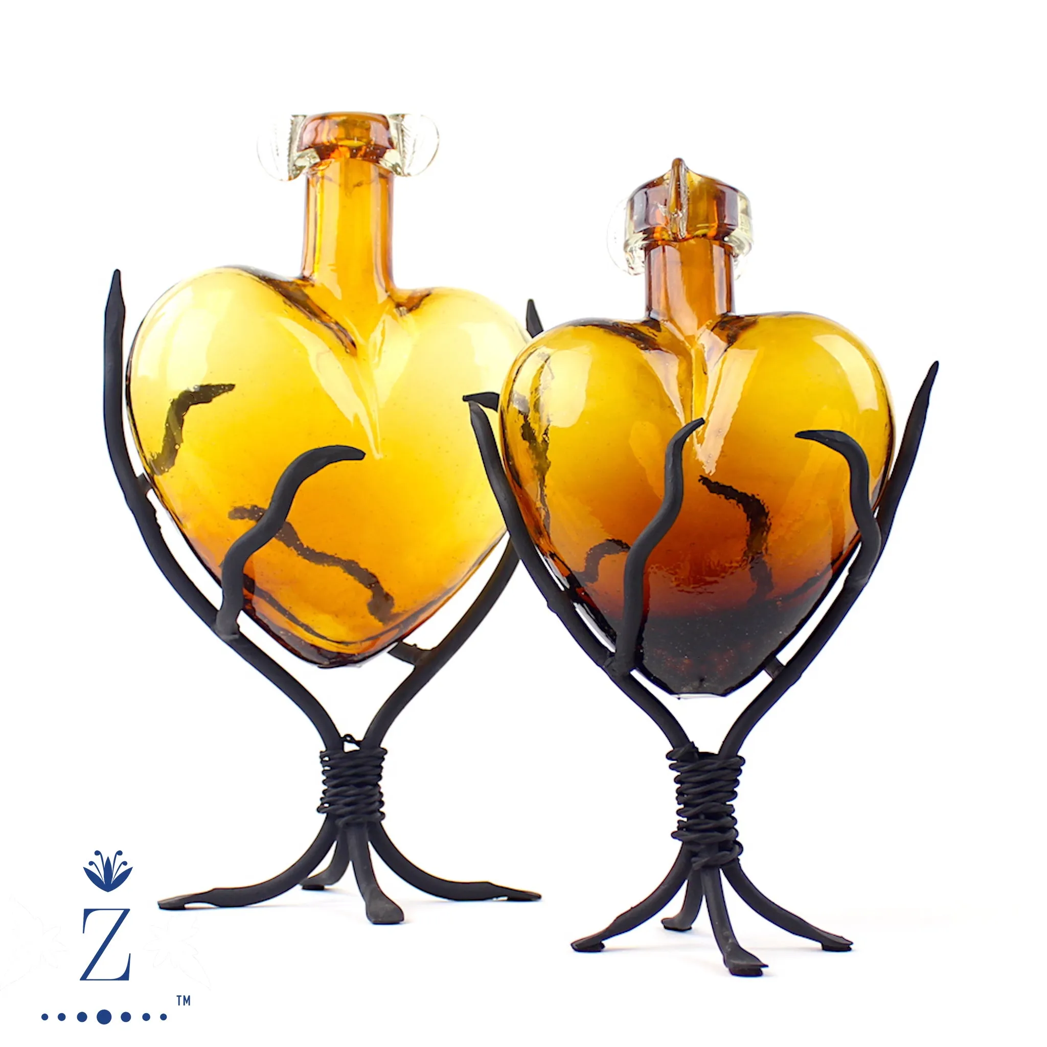 Divine Glass Hearts | Amber Glass