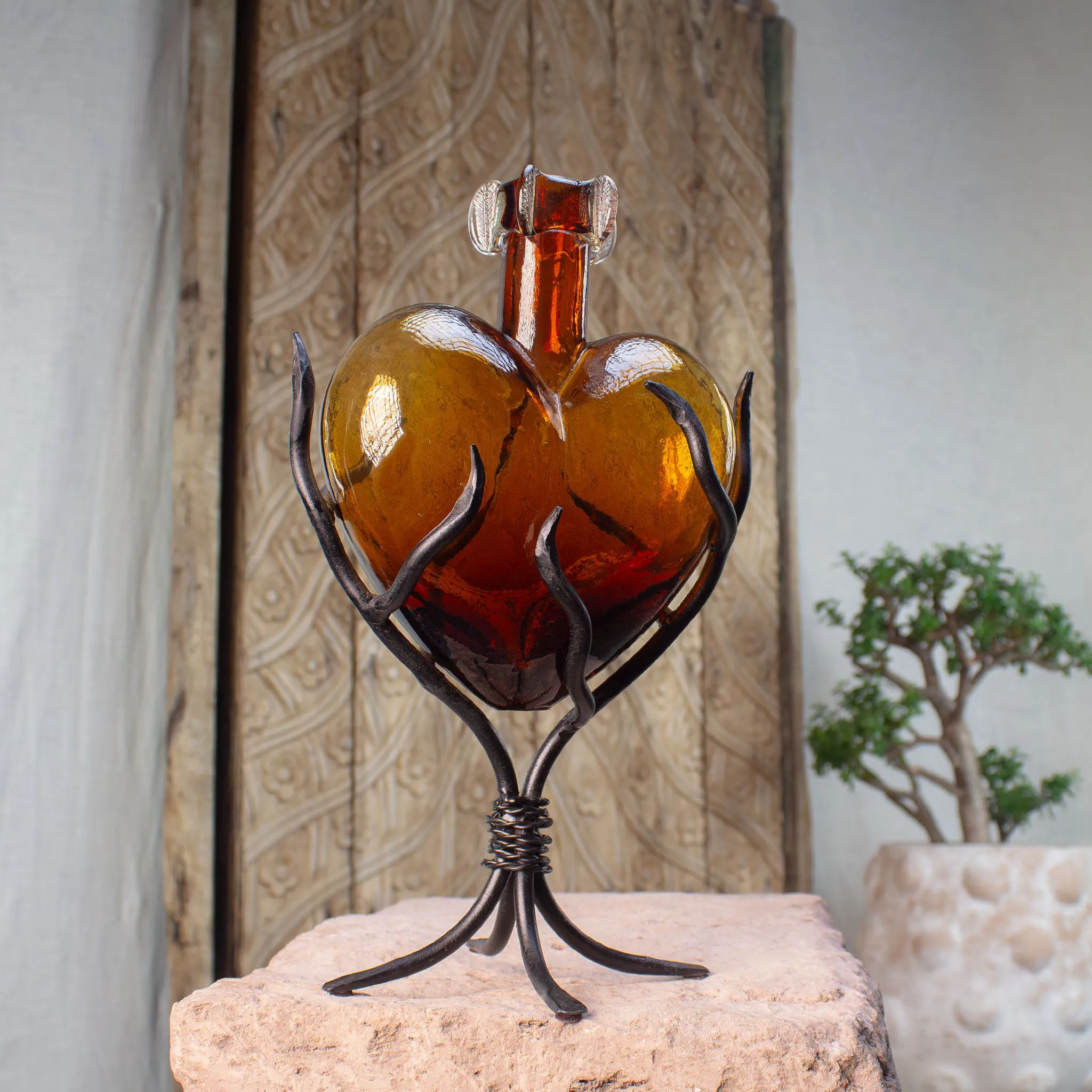 Divine Glass Hearts | Amber Glass