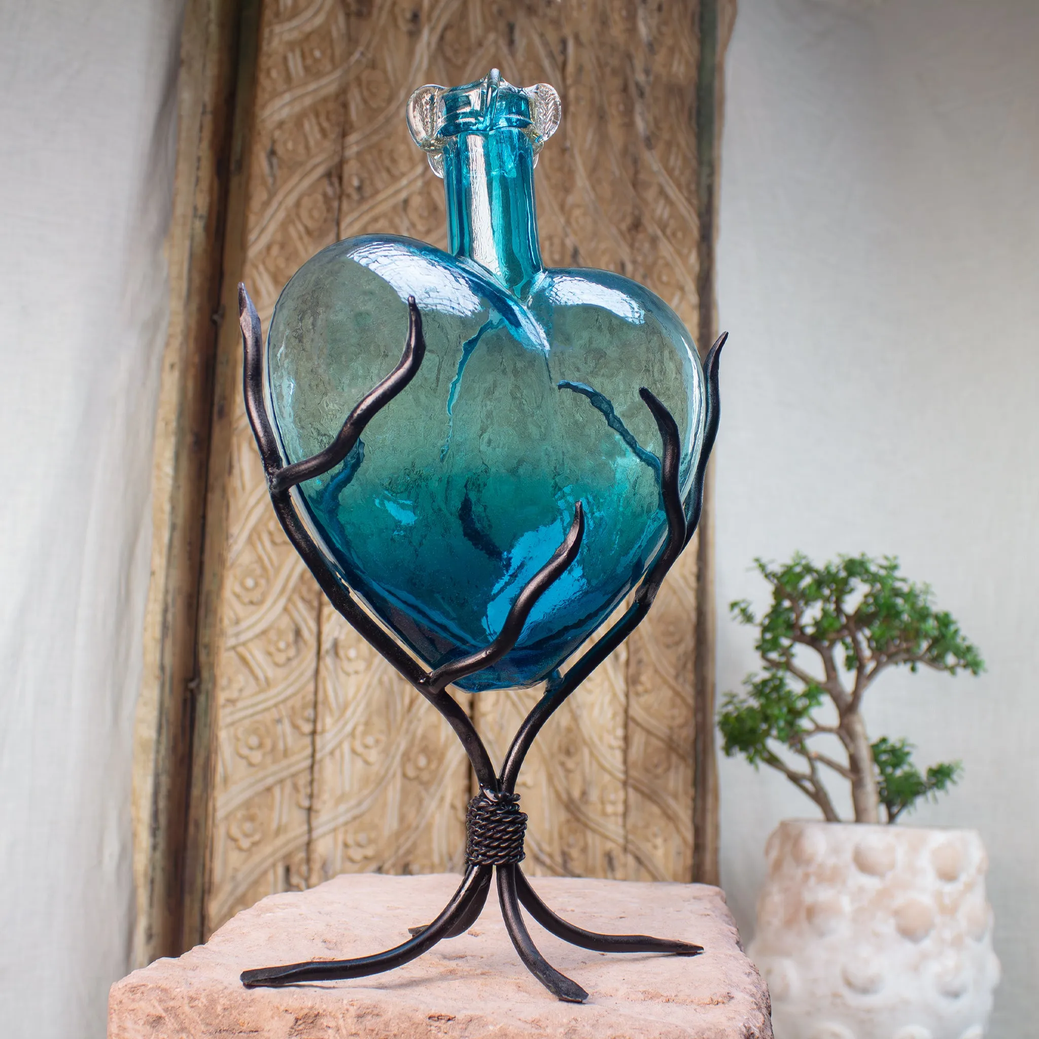 Divine Glass Hearts | Aqua Glass
