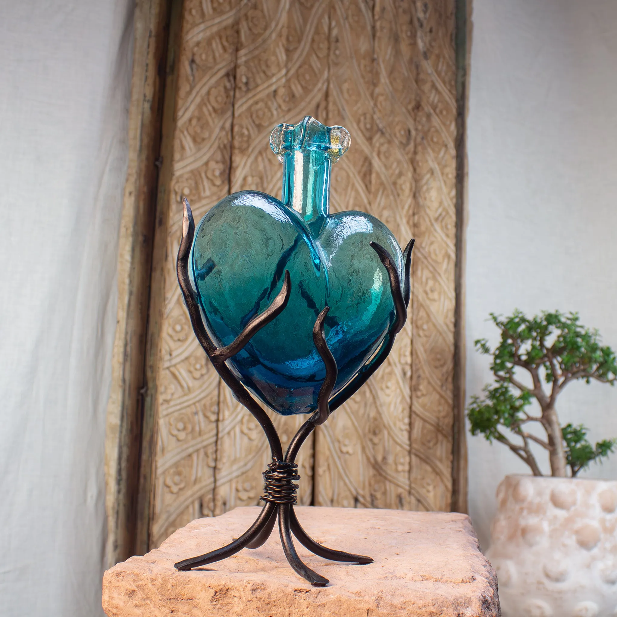 Divine Glass Hearts | Aqua Glass