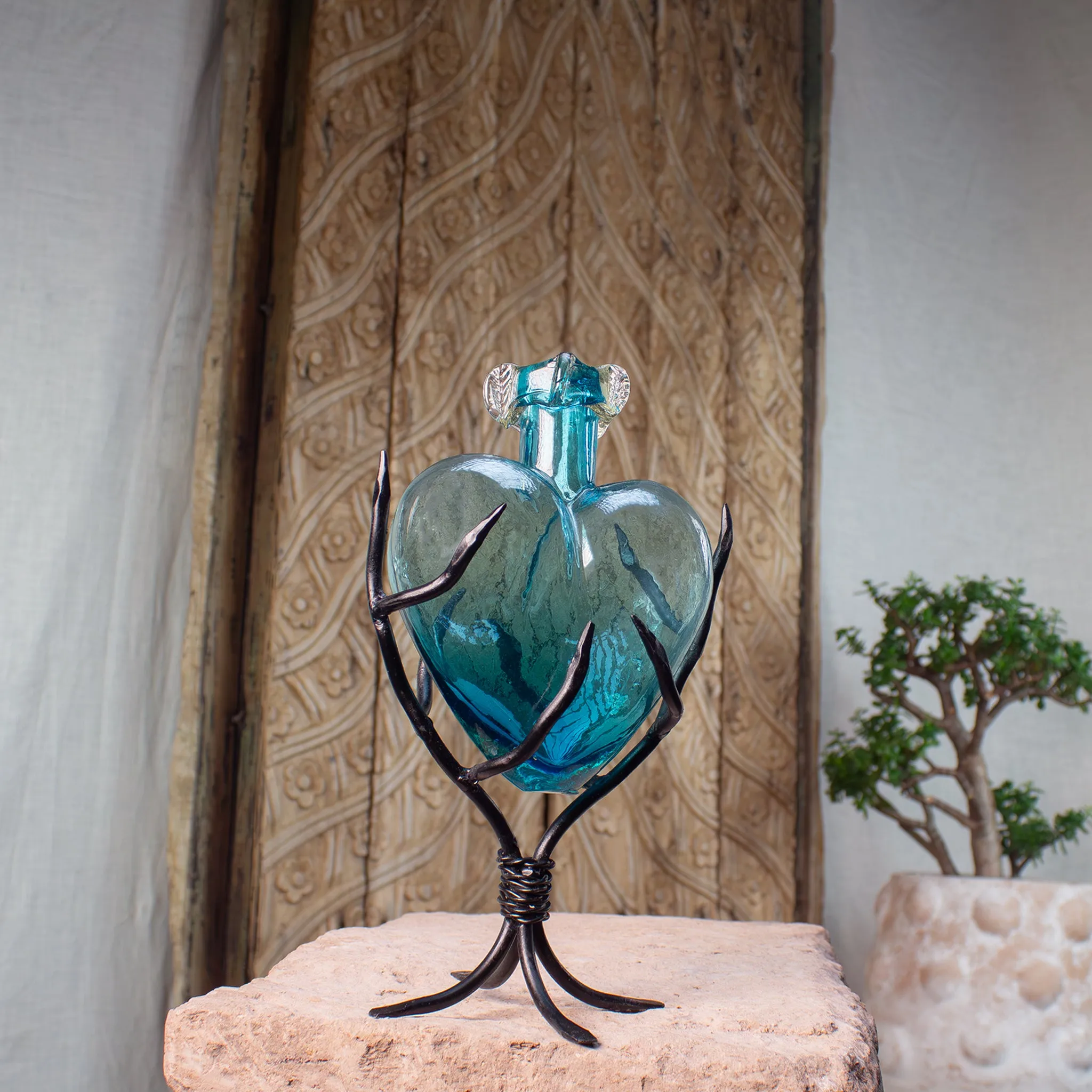 Divine Glass Hearts | Aqua Glass