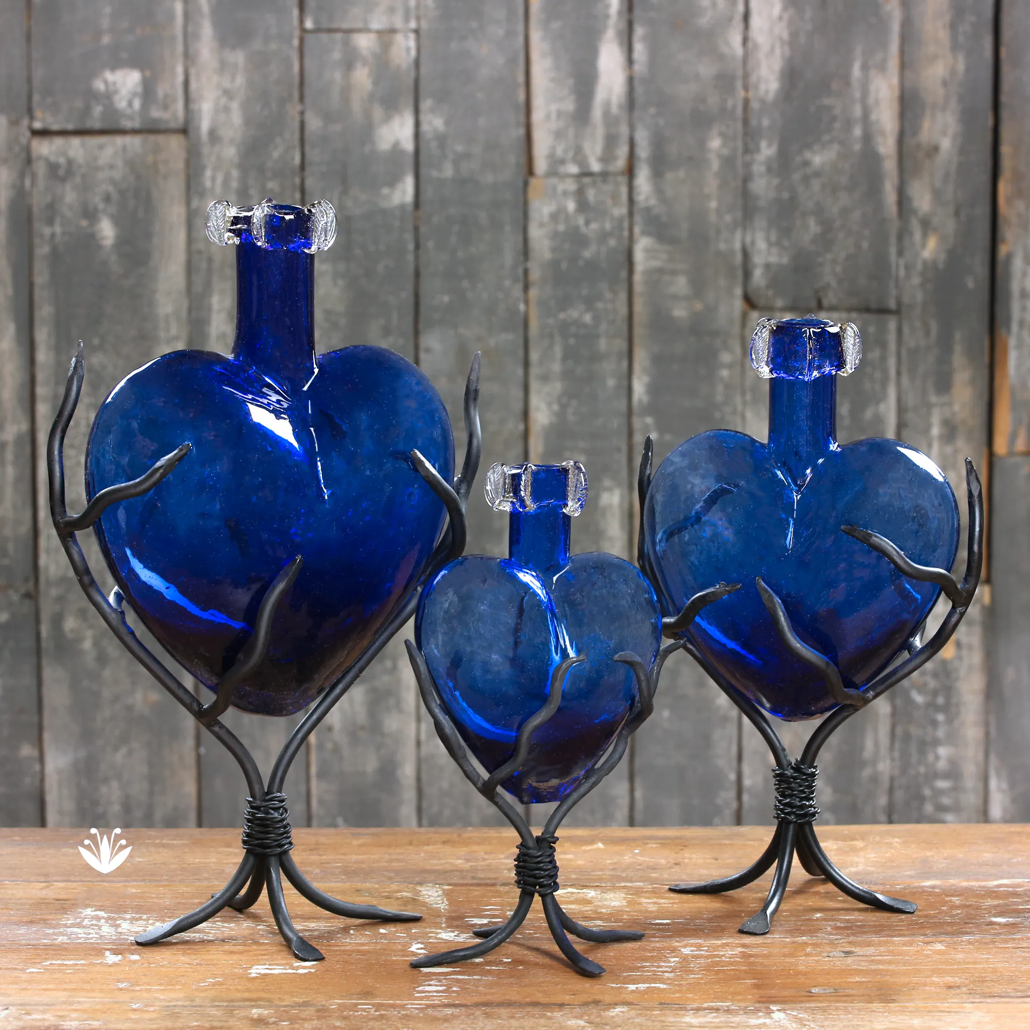 Divine Glass Hearts | Cobalt Blue