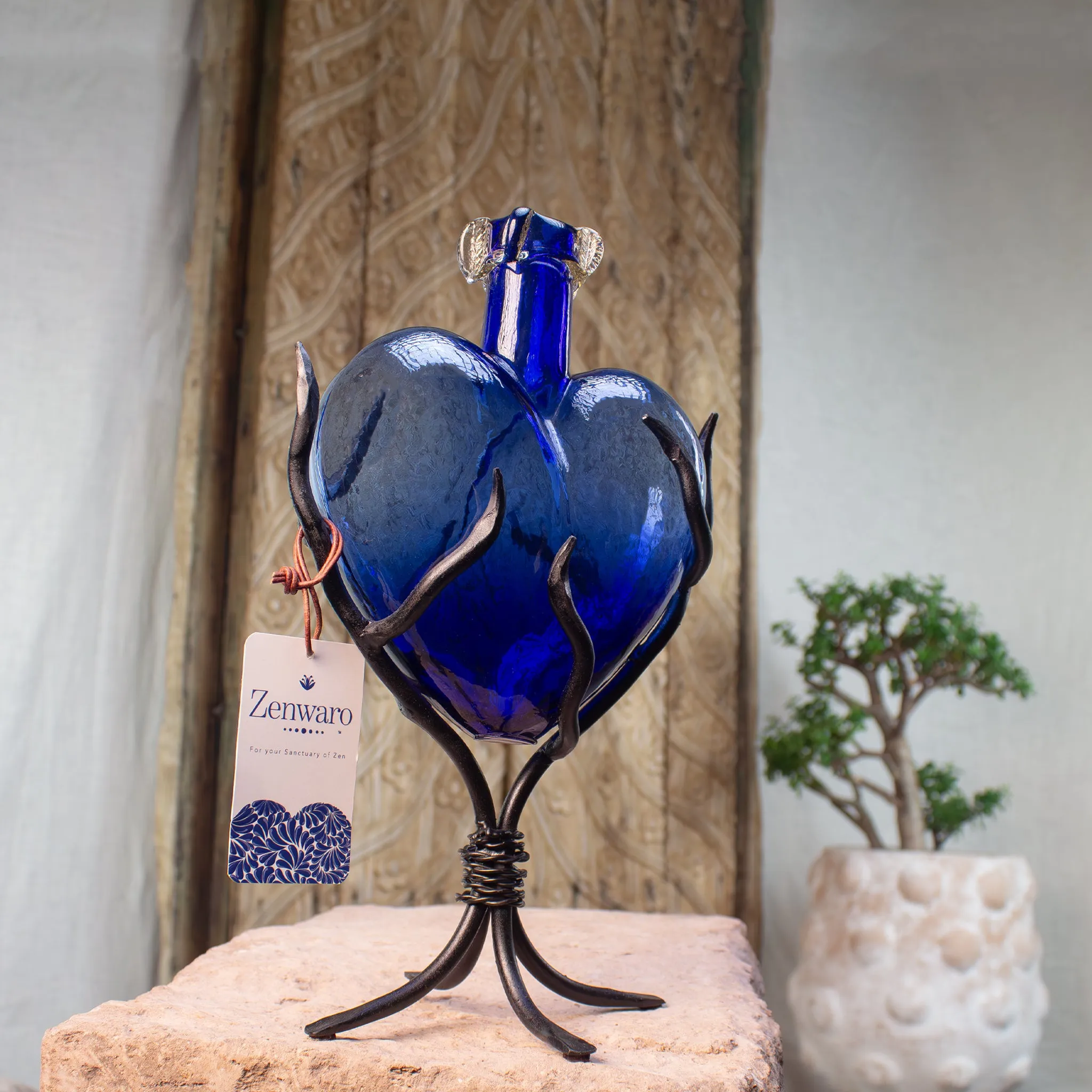 Divine Glass Hearts | Cobalt Blue