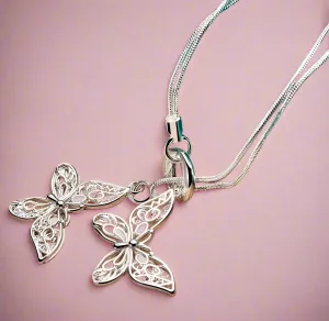 Double Dangling Butterfly Necklace