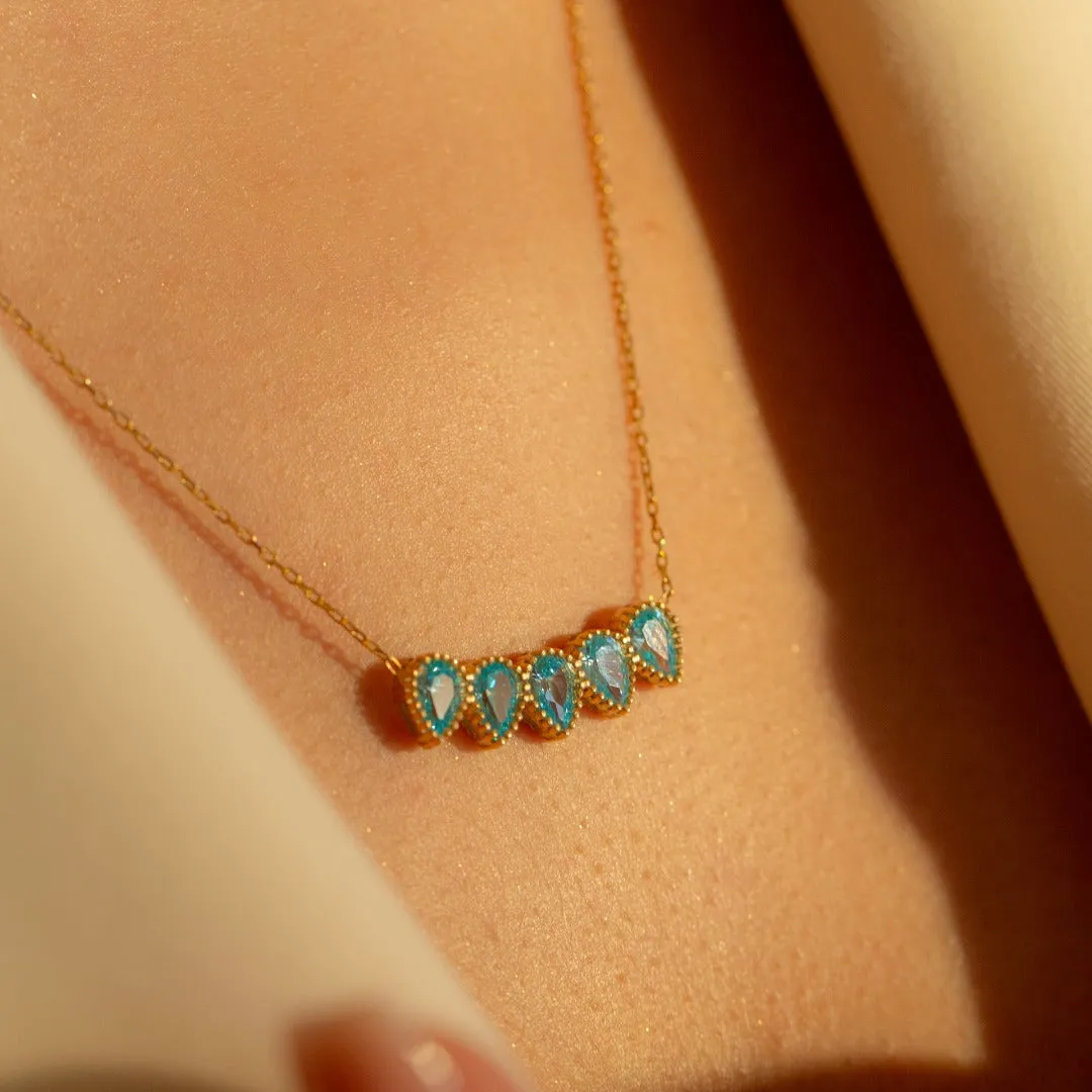 Drop Shape Birthstone Necklace