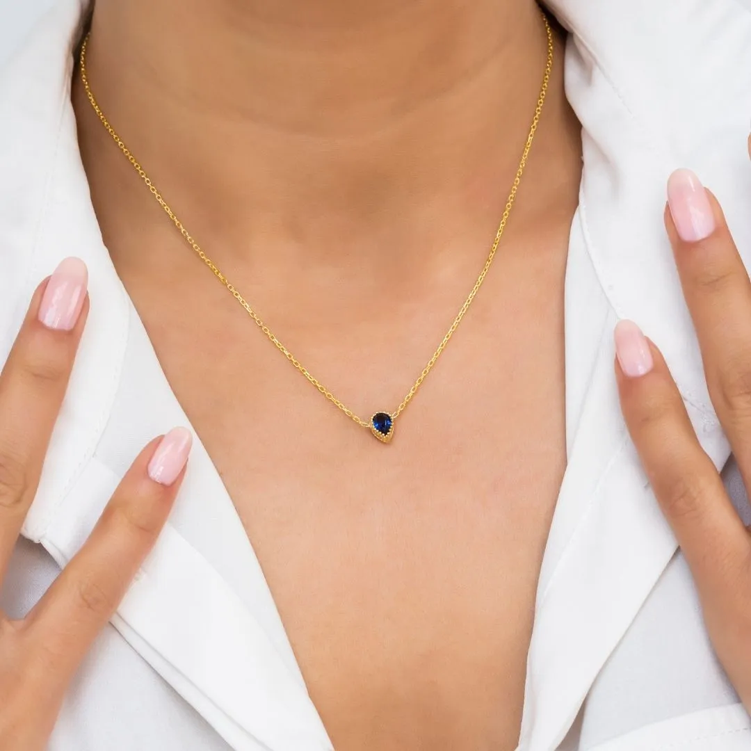 Drop Shape Birthstone Necklace
