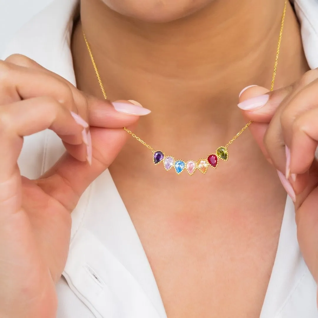 Drop Shape Birthstone Necklace