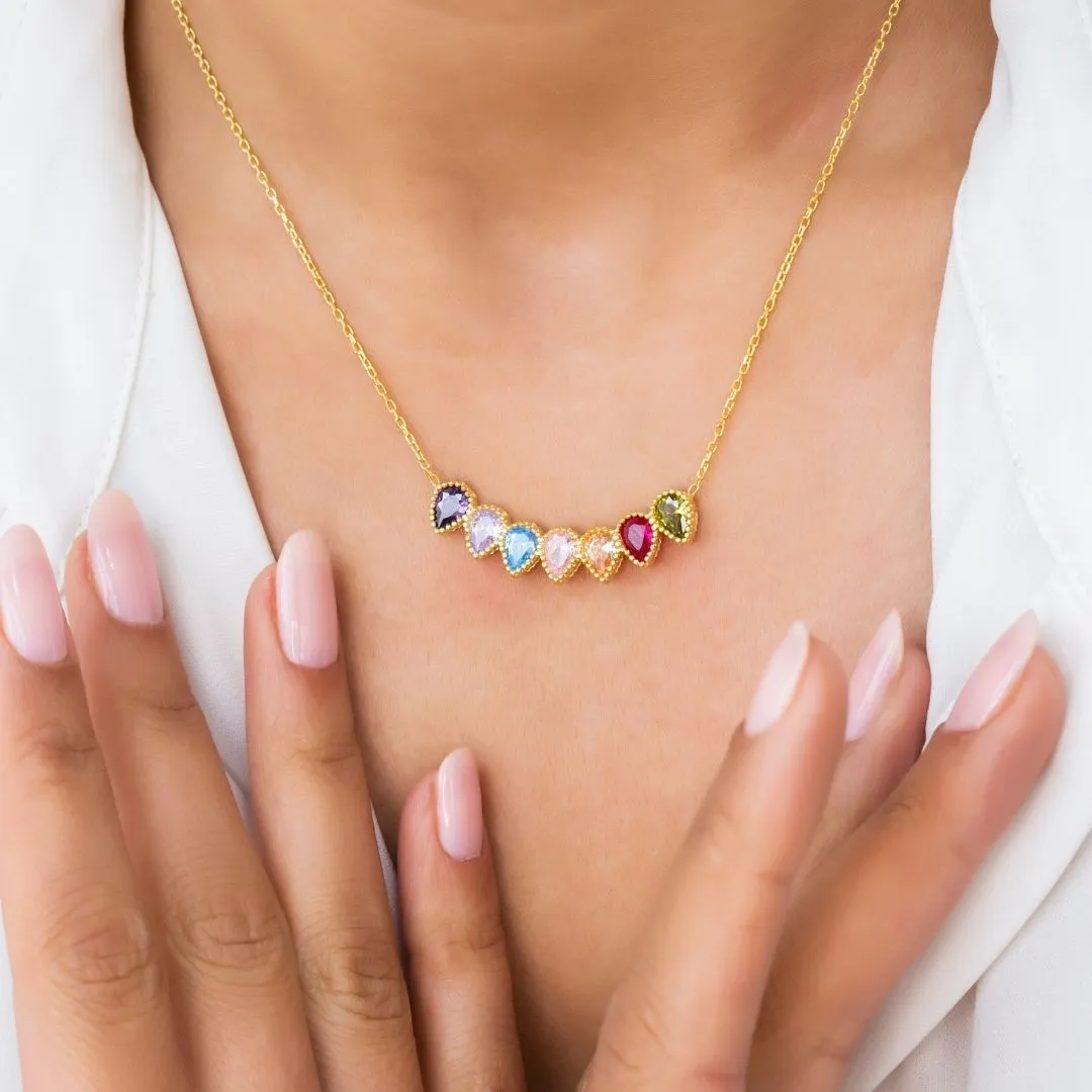 Drop Shape Birthstone Necklace