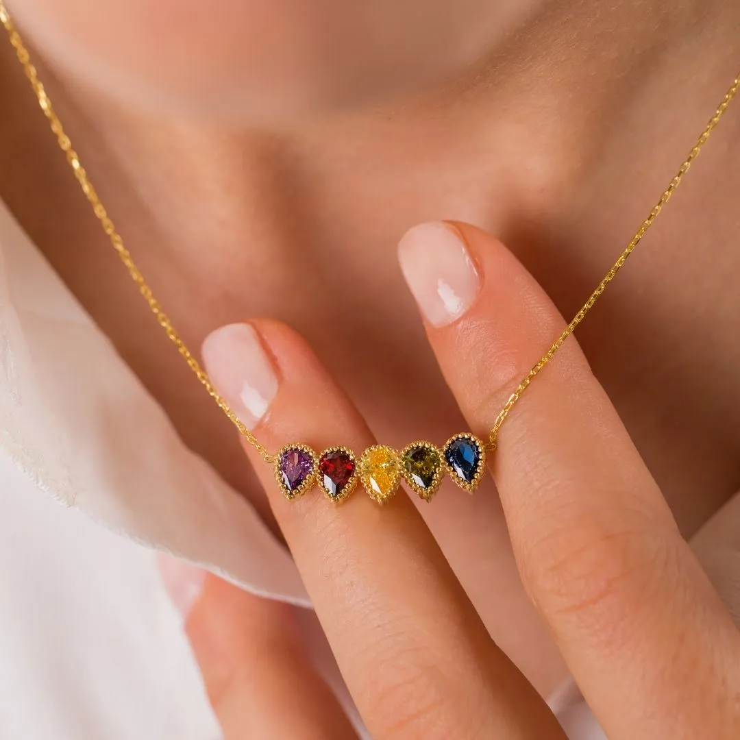 Drop Shape Birthstone Necklace