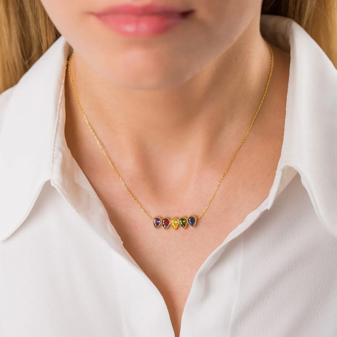 Drop Shape Birthstone Necklace