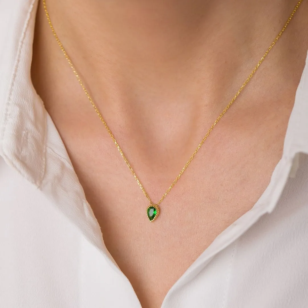 Drop Shape Birthstone Necklace