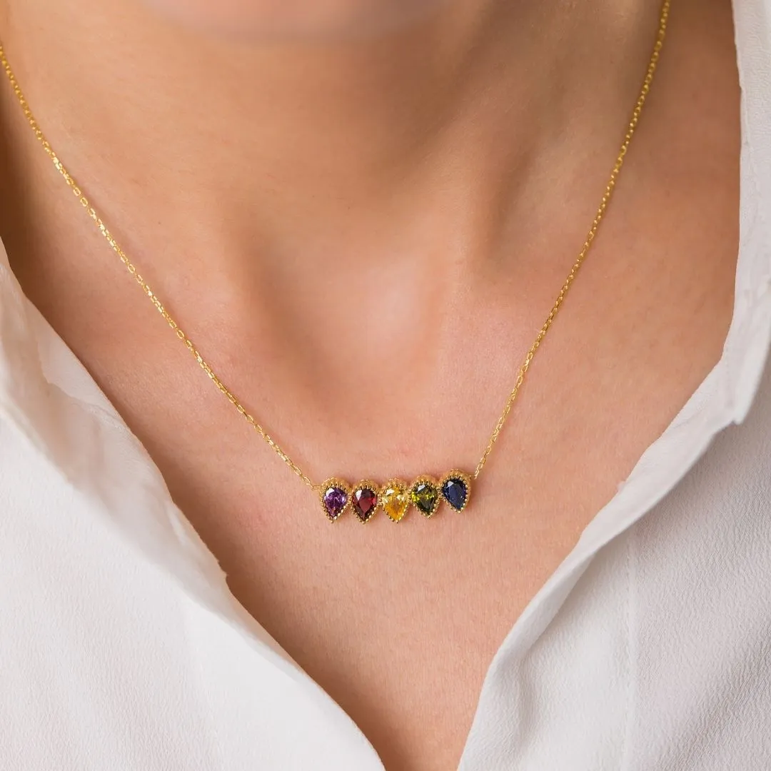 Drop Shape Birthstone Necklace